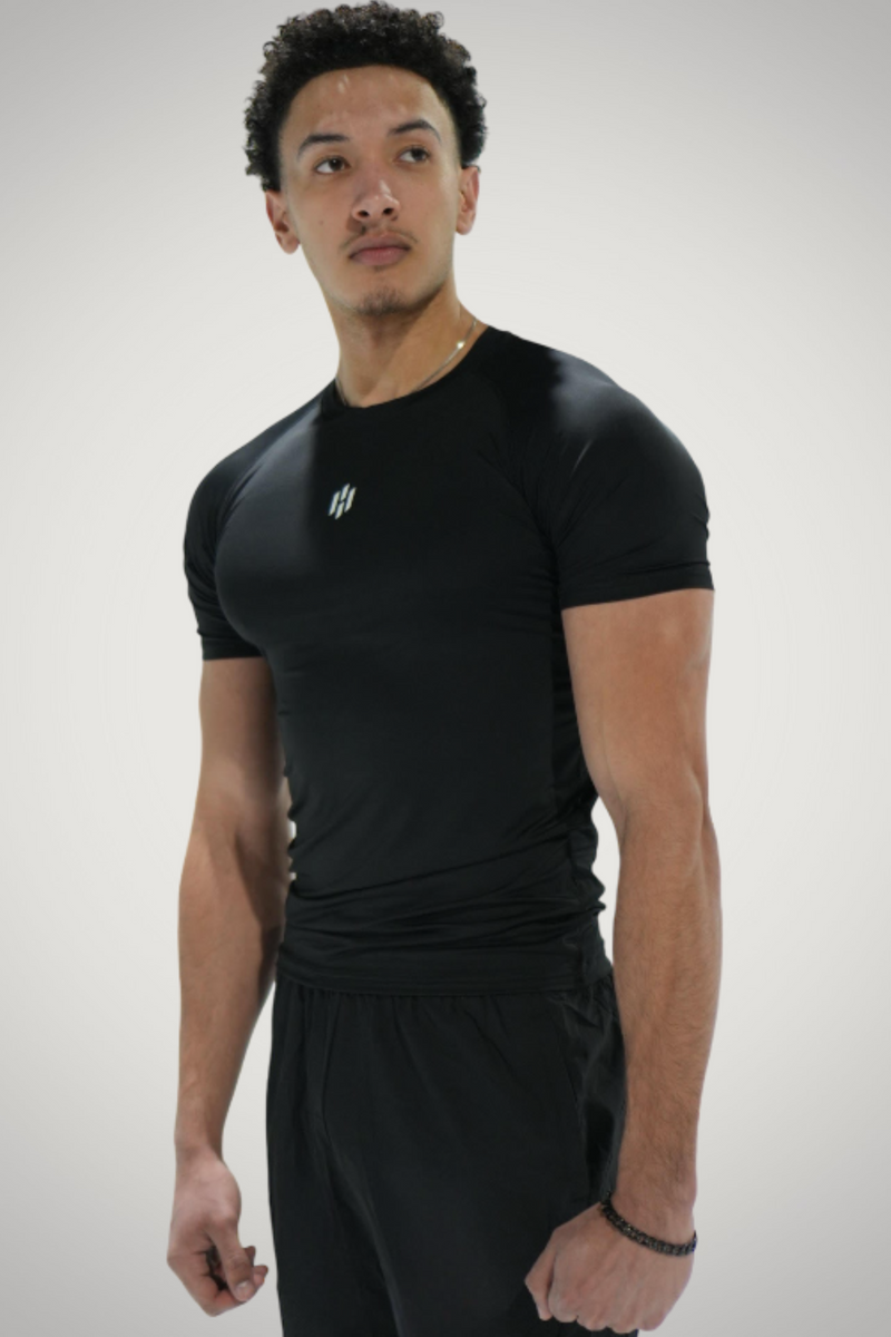 ''POWER'' compression tee-- black