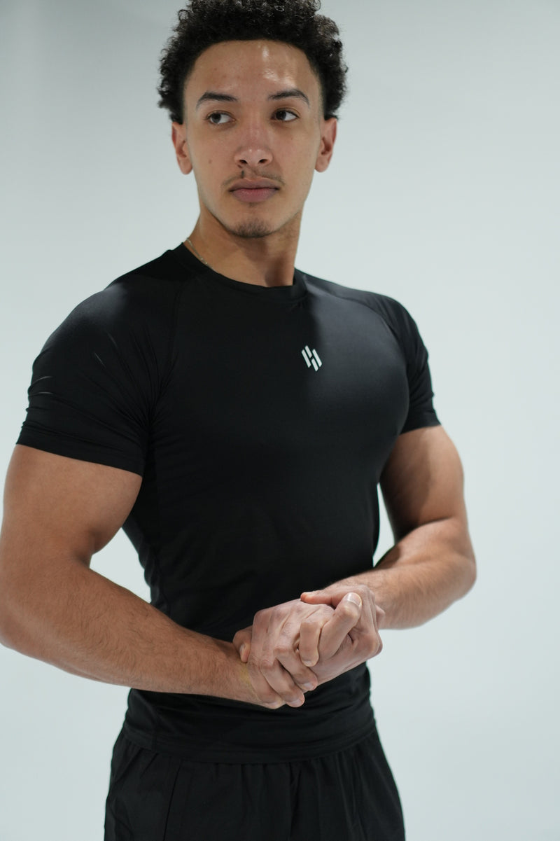 ''POWER'' compression tee-- black