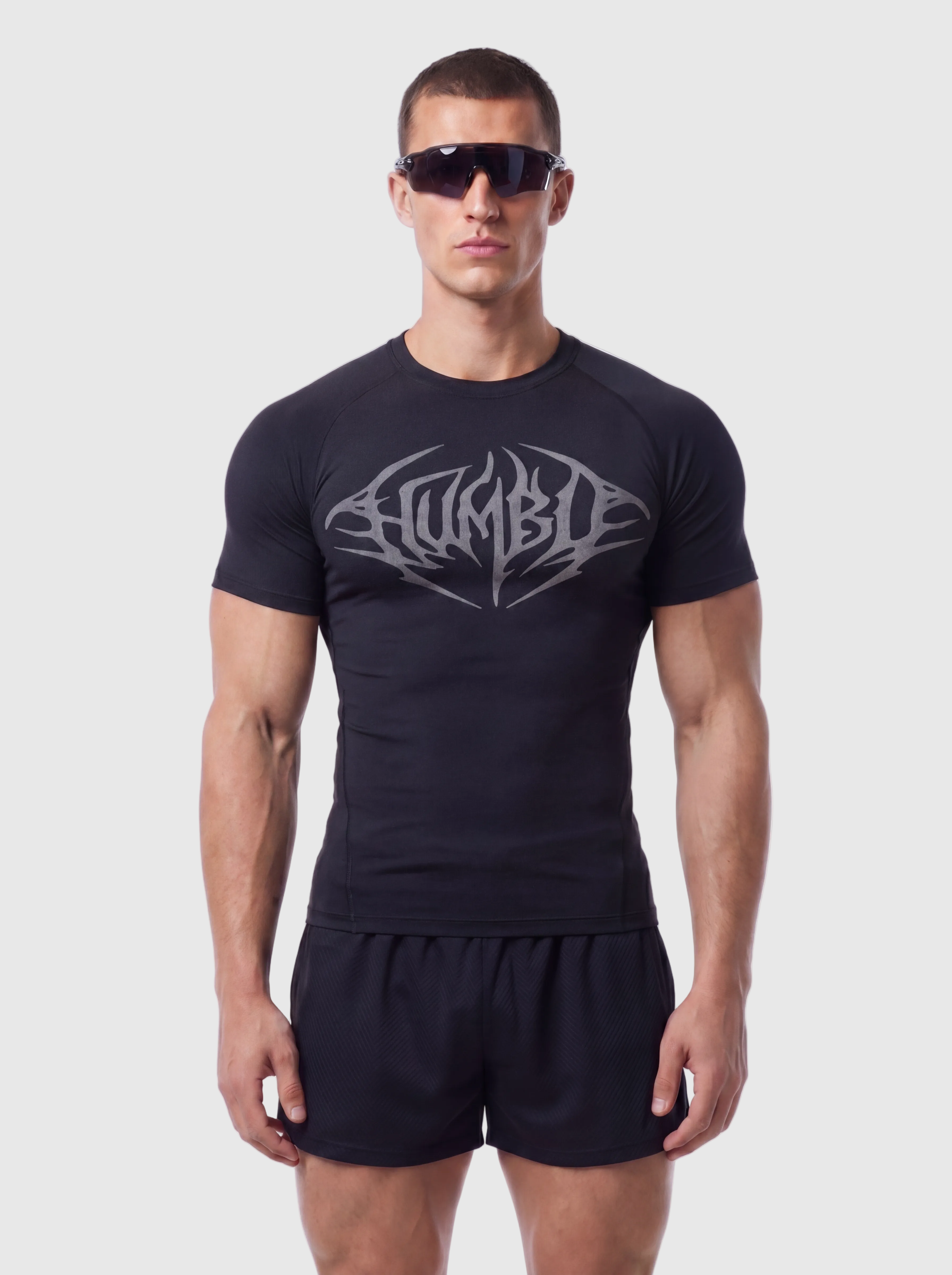 Humble Graphic Fitted Compression Tee - Black